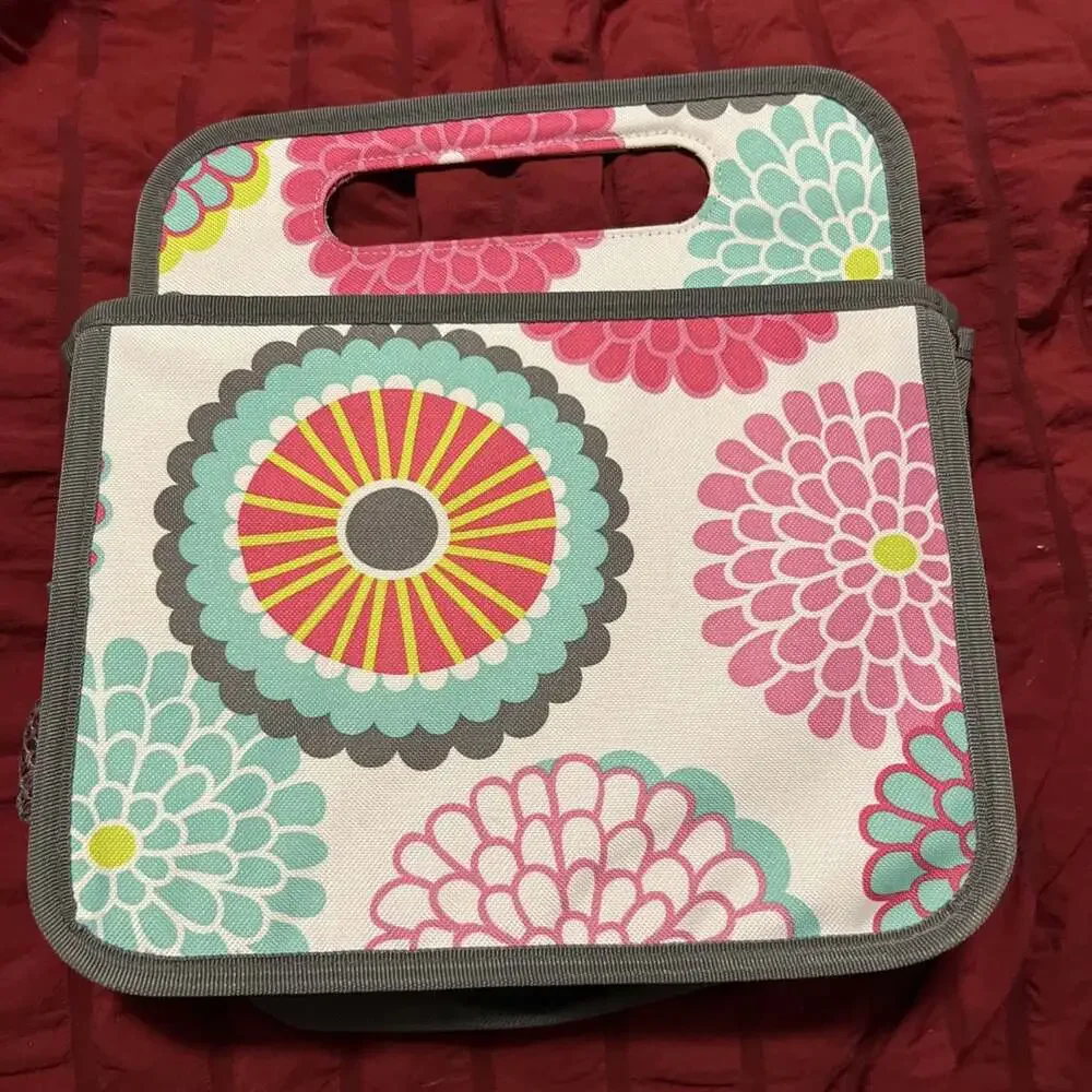 Thirty One Double Duty Caddy w/ Handle Vibrant Floral Print NEW